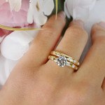 1 Carat Inset Diamond Band Ring w/ Matching Wedding Band - small angle 5