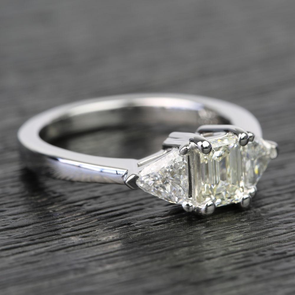 Trillion And Emerald Cut Diamond Engagement Ring