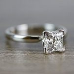 0.93 Carat Princess Cut Diamond Solitaire Engagement Ring - small angle 3