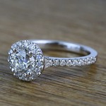 0.94 Carat Round Custom Halo Diamond Engagement Ring - small angle 2
