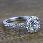 0.94 Carat Round Custom Halo Diamond Engagement Ring - small angle 3