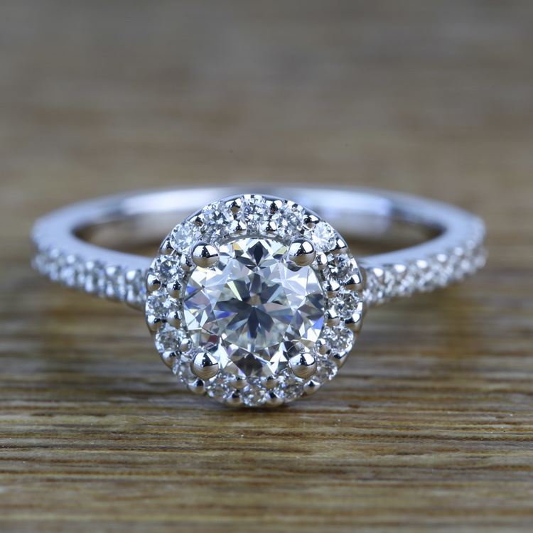 0.94 Carat Round Custom Halo Diamond Engagement Ring