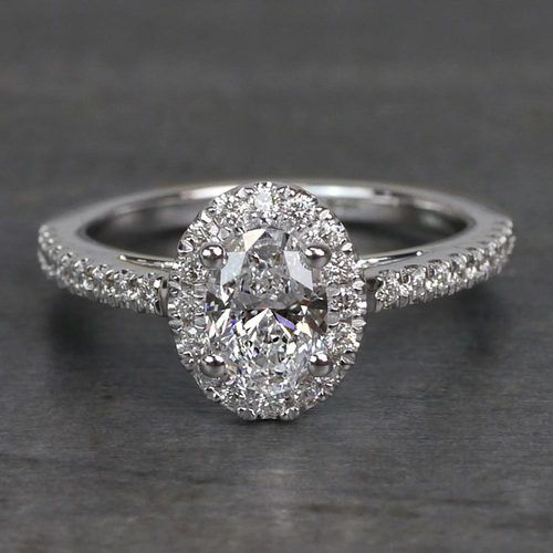 0.61 Carat Stunning Floating Halo Oval Diamond Engagement Ring