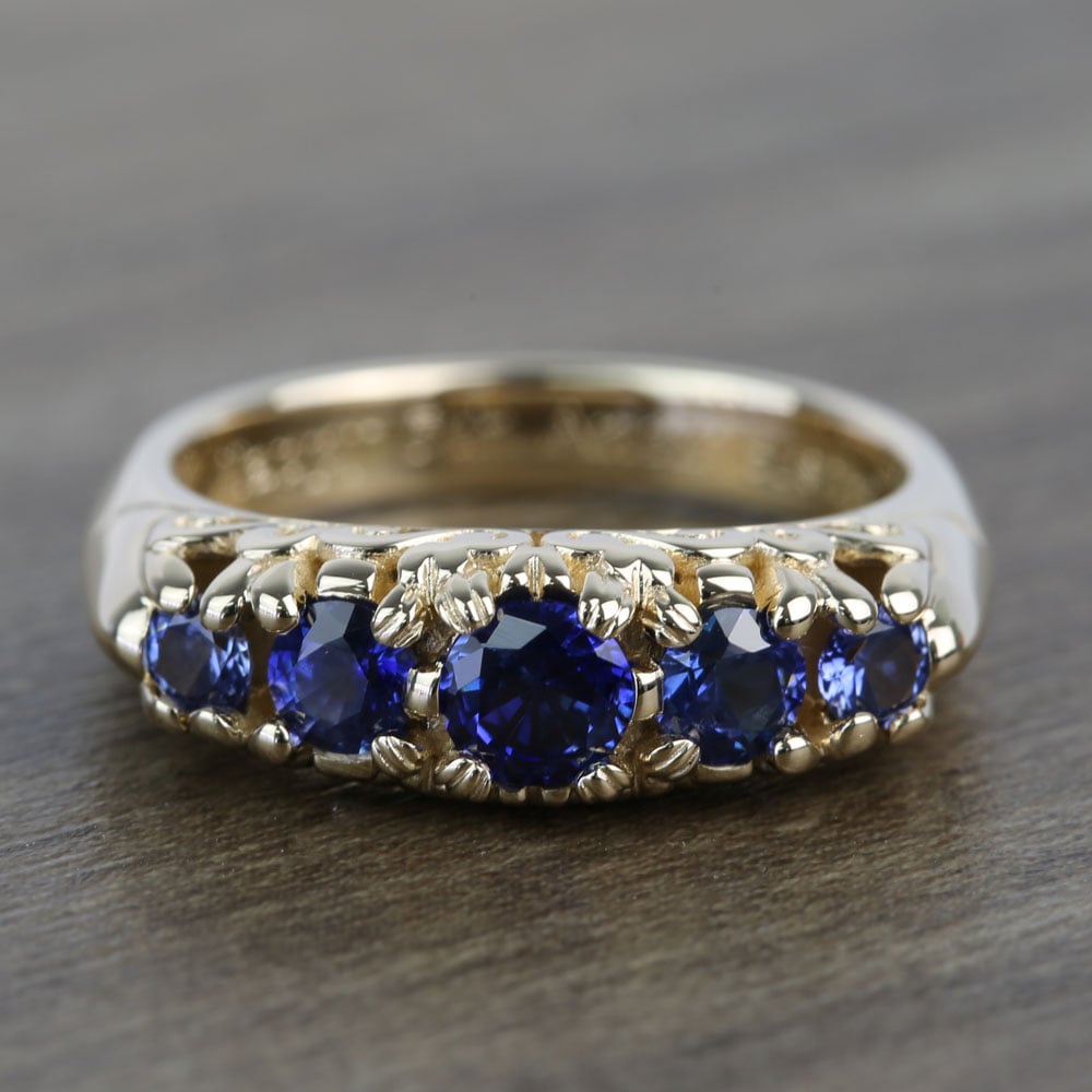 Custom Antique FiveStone Sapphire Wedding Ring