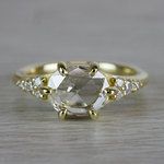 0.90 Carat Custom Rose Cut Oval Diamond Engagement Ring - small