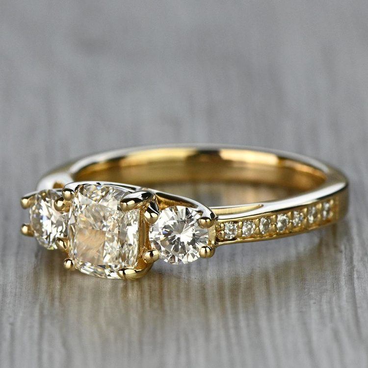 1.50 Carat Cushion Diamond Engagement Ring in Yellow Gold angle 2