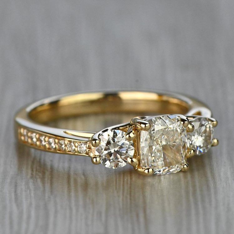 1.50 Carat Cushion Diamond Engagement Ring in Yellow Gold angle 3