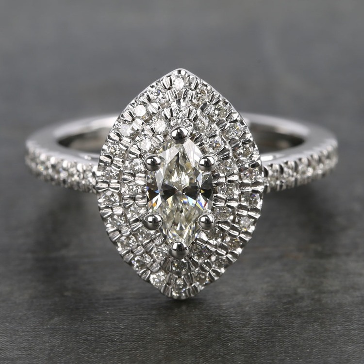 double halo marquise engagement ring