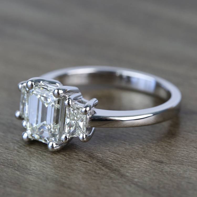 1.20 Carat Emerald & Trapezoid Diamond Engagement Ring