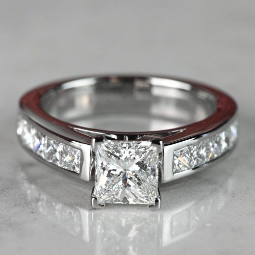 1.20 Carat Princess Diamond with Channel Engagement Ring