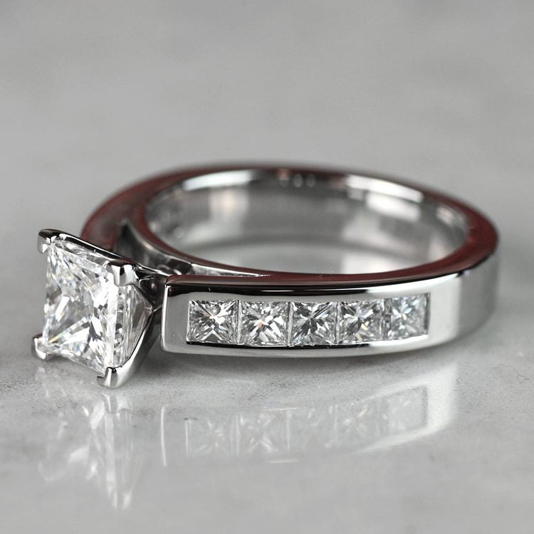 1.20 Carat Princess Diamond with Channel Engagement Ring angle 2