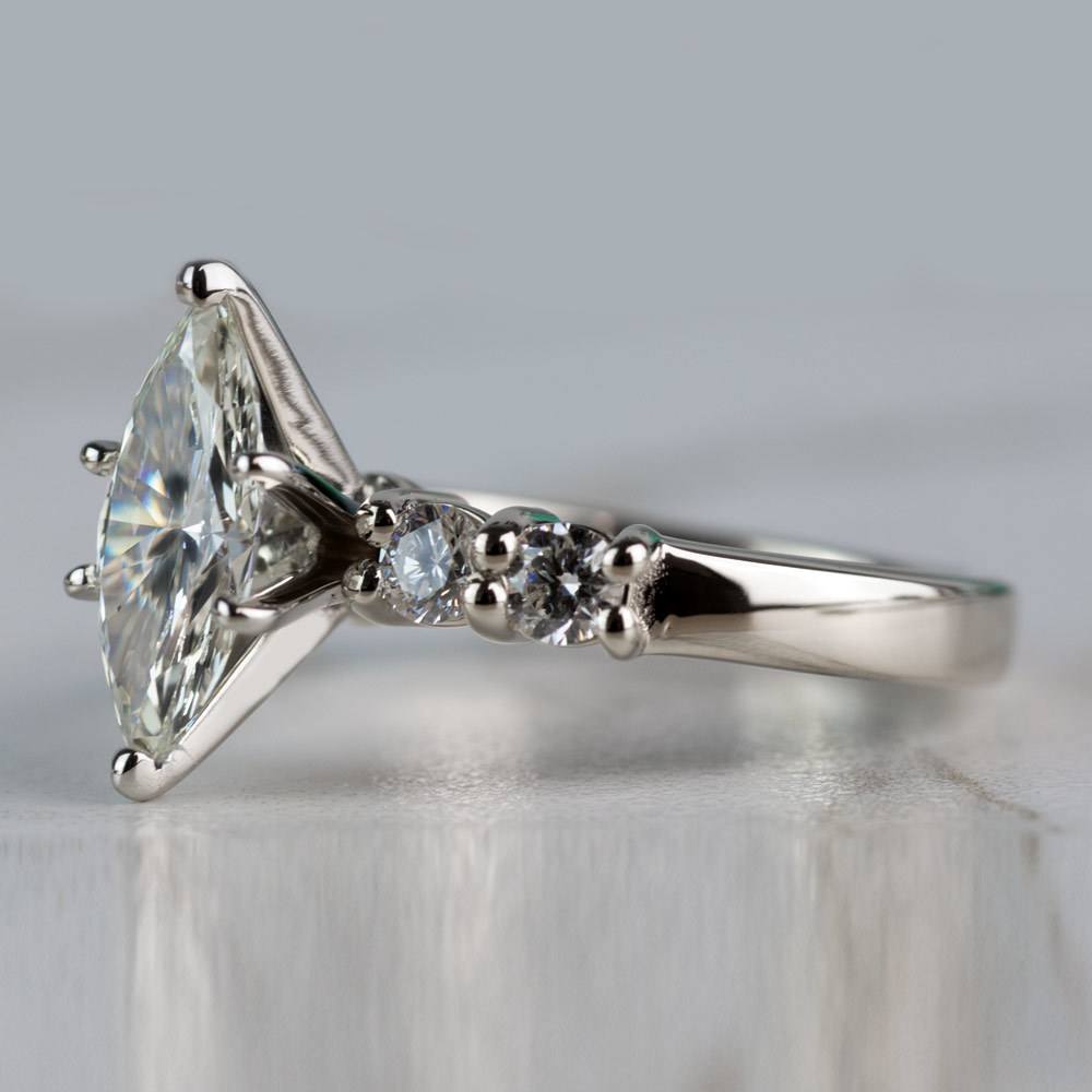 1.29 Carat Marquise Diamond Round Five-Stone Engagement Ring