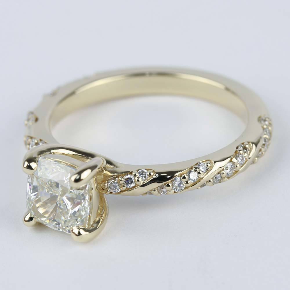 1.30 Carat Cushion Twisted Diamond Engagement Ring