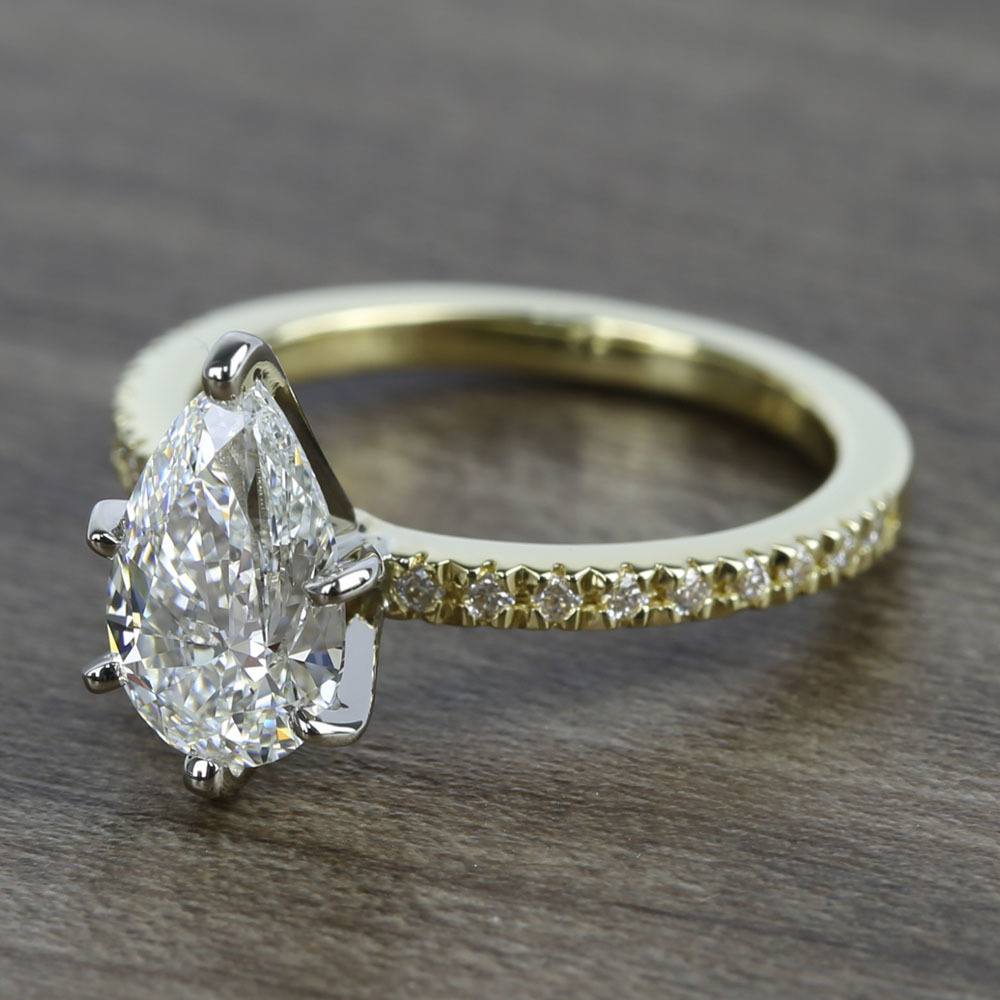 1.40 Carat Pear Petite Pave Diamond Engagement Ring