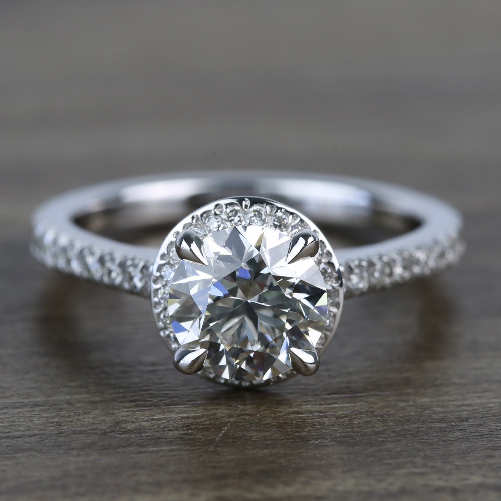Custom Hidden Diamond Halo Engagement Ring (1.40 Carat)