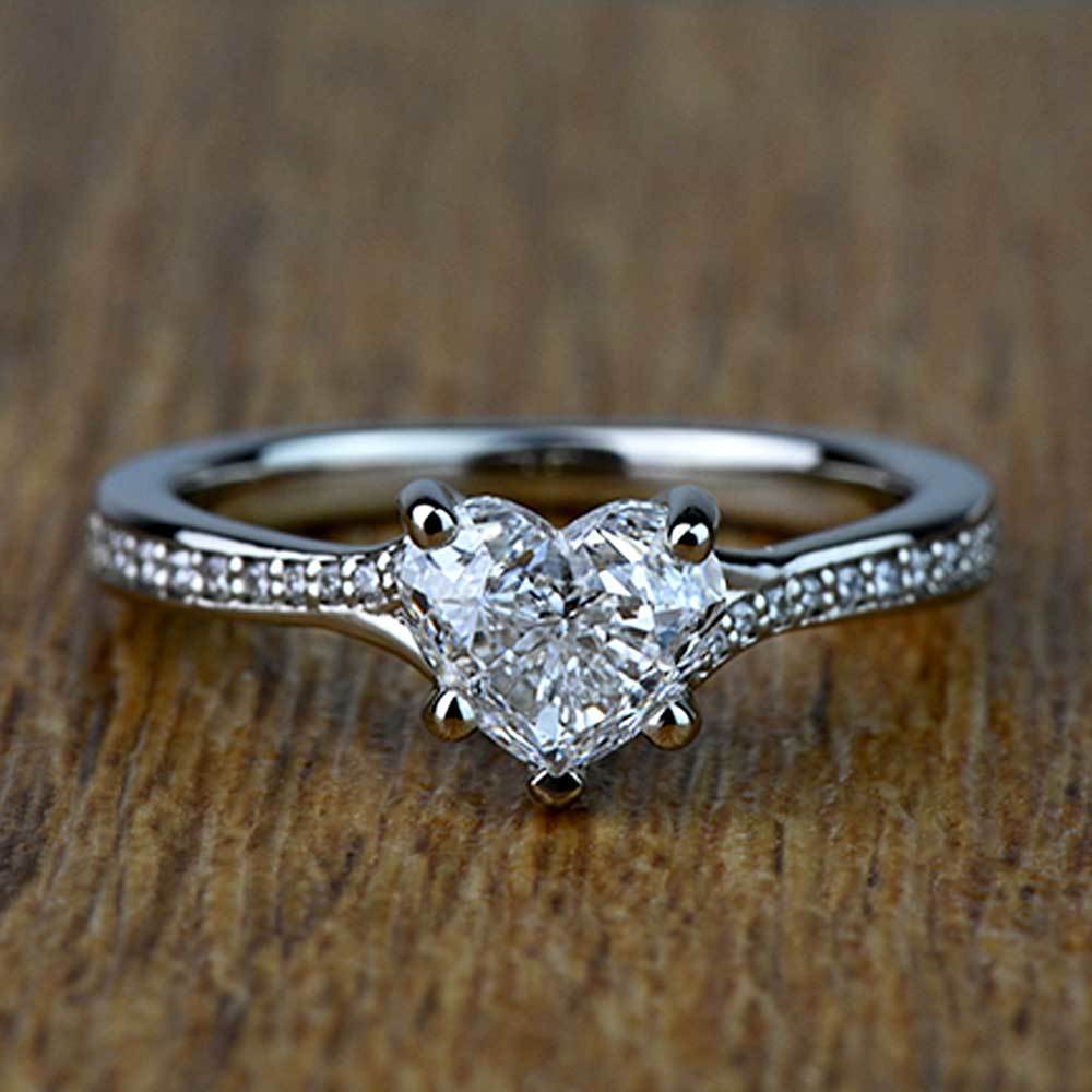 1.50 Carat Heart Split Shank Micropave Diamond Engagement Ring