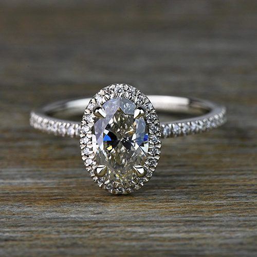 1.5 Carat Oval Delicate Halo Diamond Engagement Ring