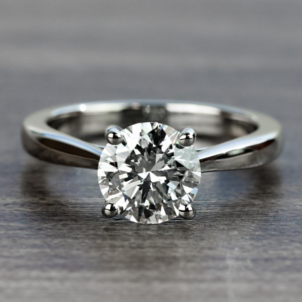 1.50 Carat Round Diamond with Taper Solitaire Engagement Ring