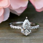 1.70 Carat Lab Created Pear Diamond Shared-Prong Engagement Ring - small angle 5