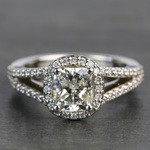 1.71 Carat Cushion Split Shank Halo Diamond Engagement Ring - small