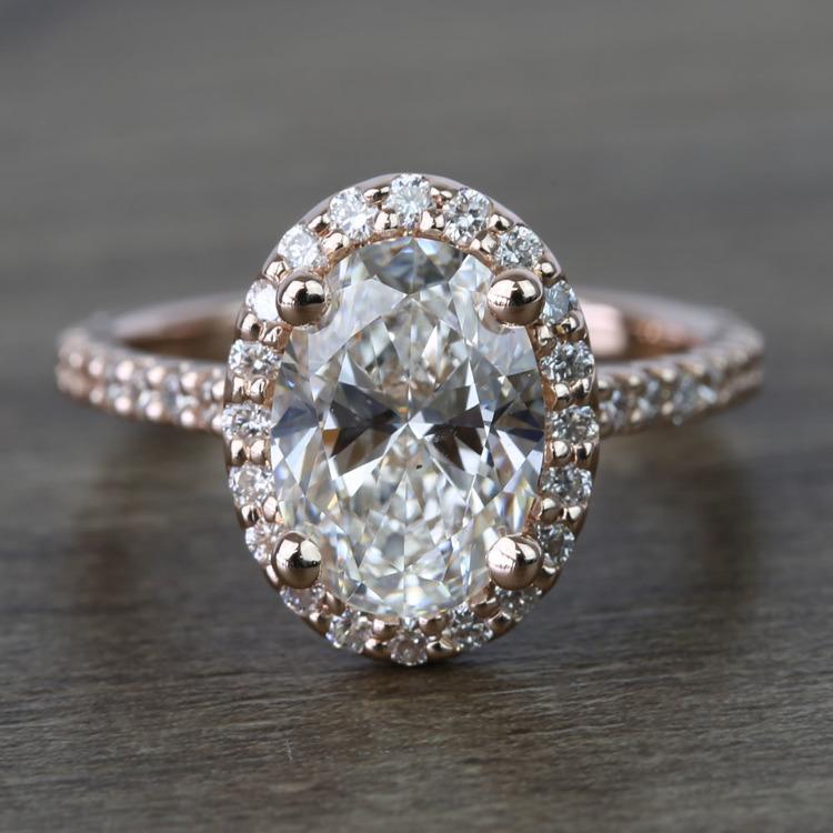 1.76 Carat Oval Halo Diamond Engagement Ring