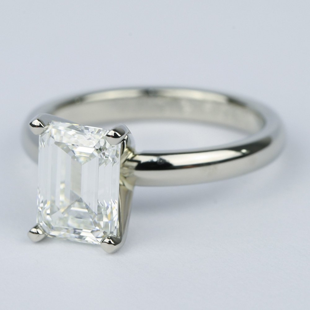 White Gold Emerald Cut Diamond Engagement Ring