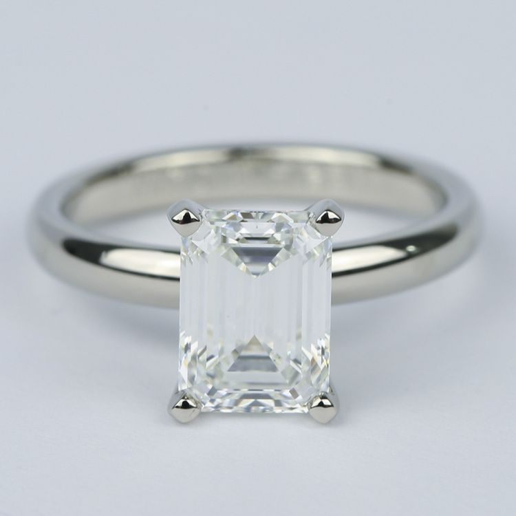 1 80 Carat  Classic Emerald Diamond Solitaire Engagement  Ring 