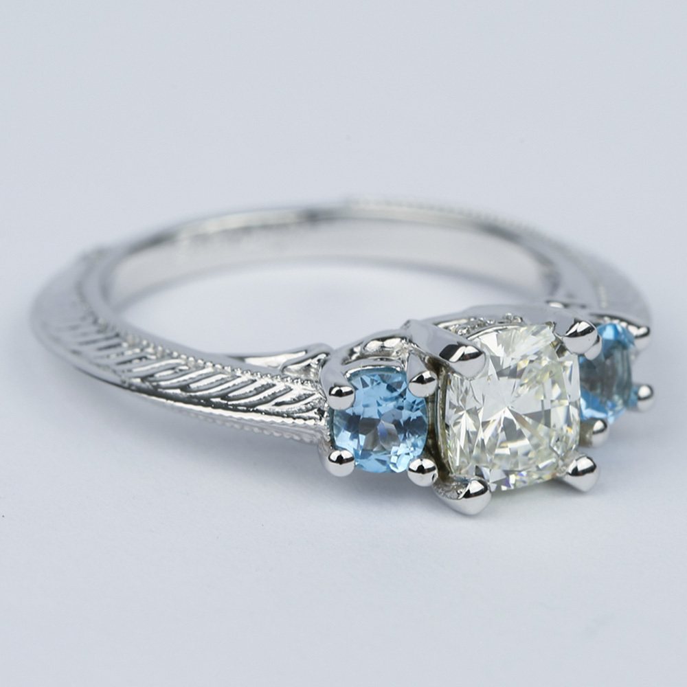 Vintage Aquamarine And Diamond Engagement Ring