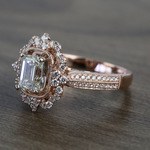 1 Carat Custom Halo Antique Emerald Cut Engagement Ring - small angle 2