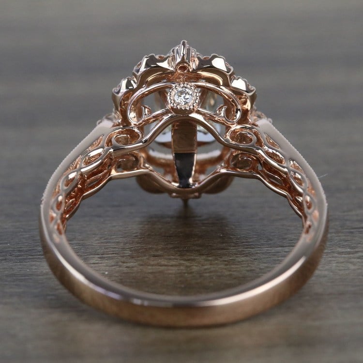1 Carat Custom Halo Antique Emerald Cut Engagement Ring angle 4