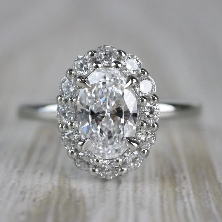 1 Carat Customized Vintage Halo Oval Diamond Ring