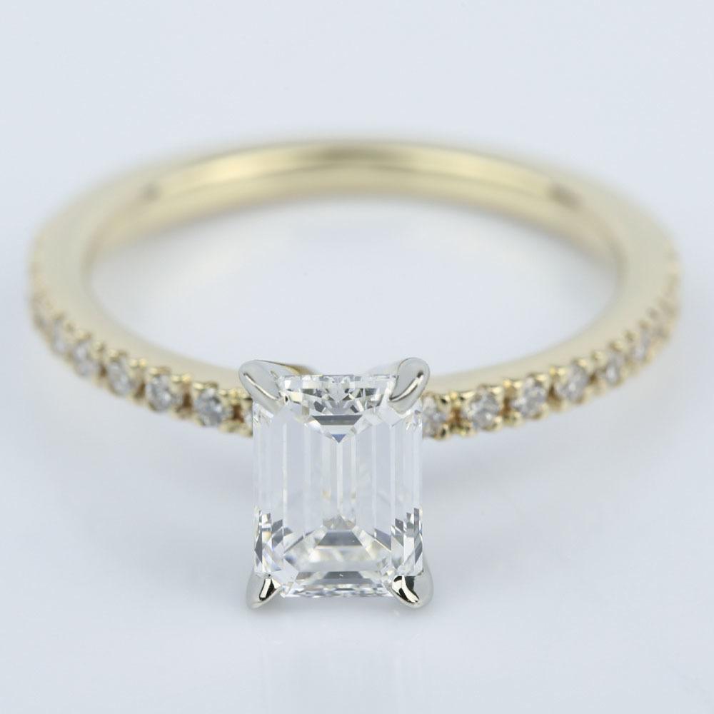 1 Carat Emerald Cut Diamond Engagement Ring In Gold