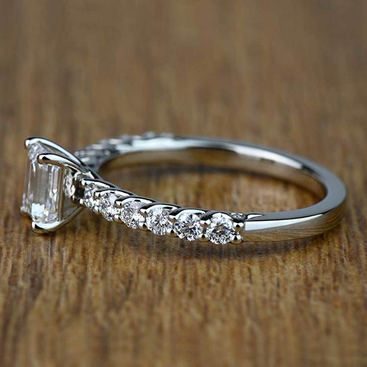 1 Carat Emerald Reverse Trellis Diamond Engagement Ring angle 2