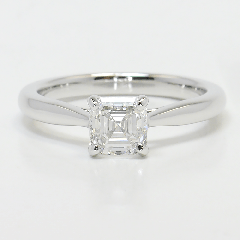 1 Carat Asscher Cut Diamond Ring With Tapered Shoulders