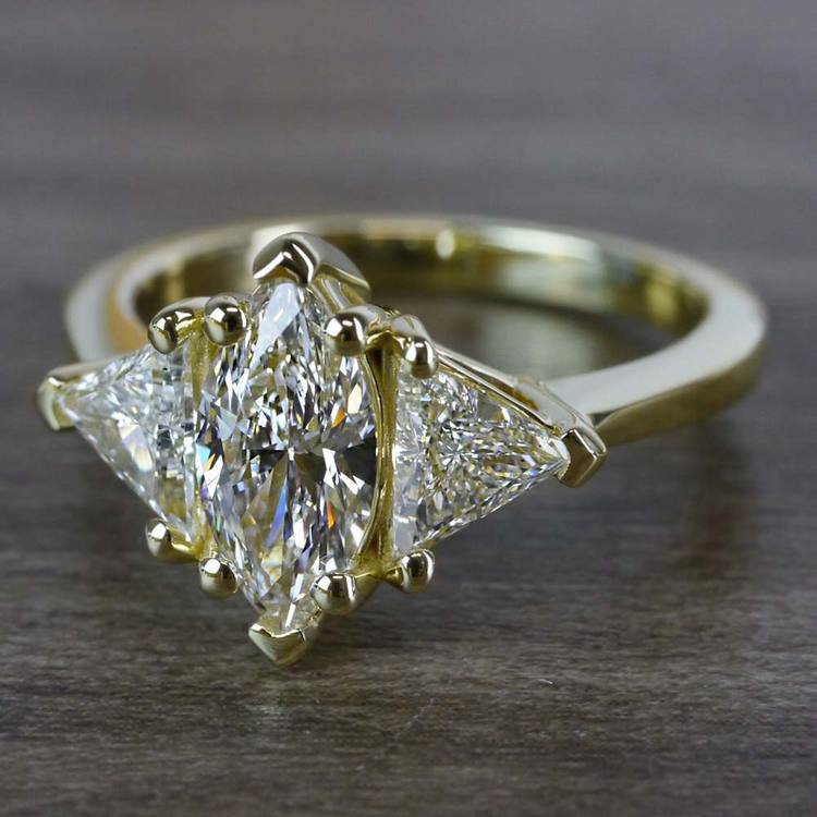 1 Carat Triple Engagement Marquise Diamond Ring angle 2