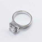 Halo Asscher Cut Split Shank Engagement Ring In White Gold - small angle 2