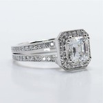 Halo Asscher Cut Split Shank Engagement Ring In White Gold - small angle 4
