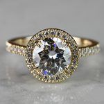 14K Gold Diamond Halo Ring With Double Claw-Prongs - small
