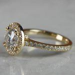 14K Gold Diamond Halo Ring With Double Claw-Prongs - small angle 2
