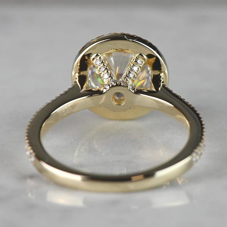 14K Gold Diamond Halo Ring With Double Claw-Prongs angle 4