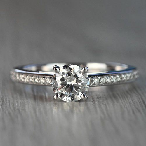 Custom Cathedral Diamond Ring in 14K White Gold