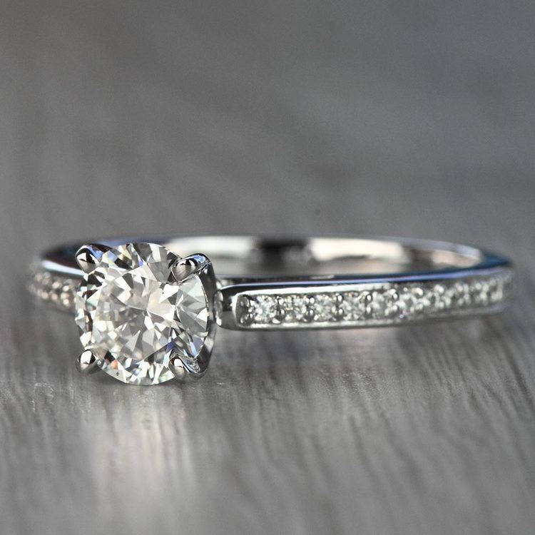 Custom Cathedral Diamond Ring in 14K White Gold angle 2