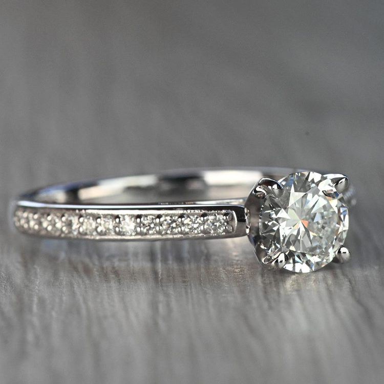 Custom Cathedral Diamond Ring in 14K White Gold angle 3