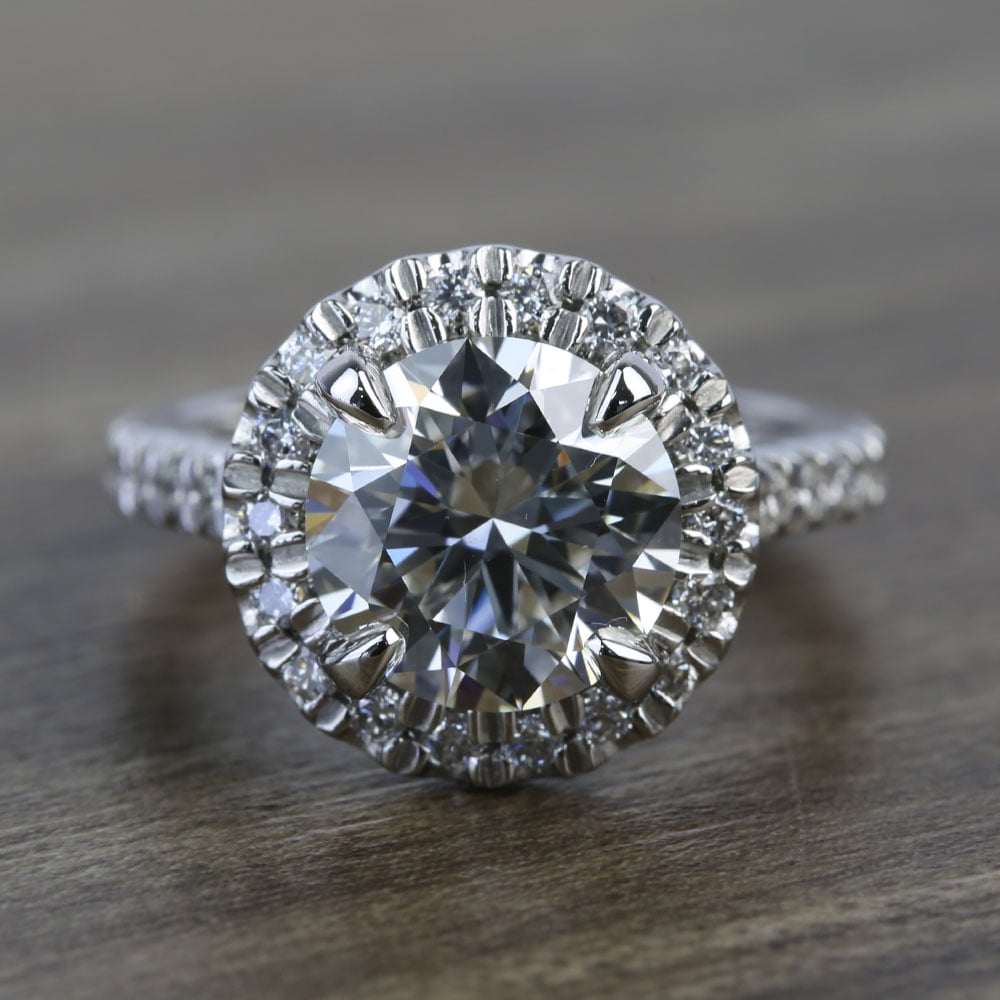 Platinum Round Halo 2.5 Carat Diamond Engagement Ring