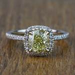 2 Carat Fancy Yellow Cushion Halo Diamond Engagement Ring - small
