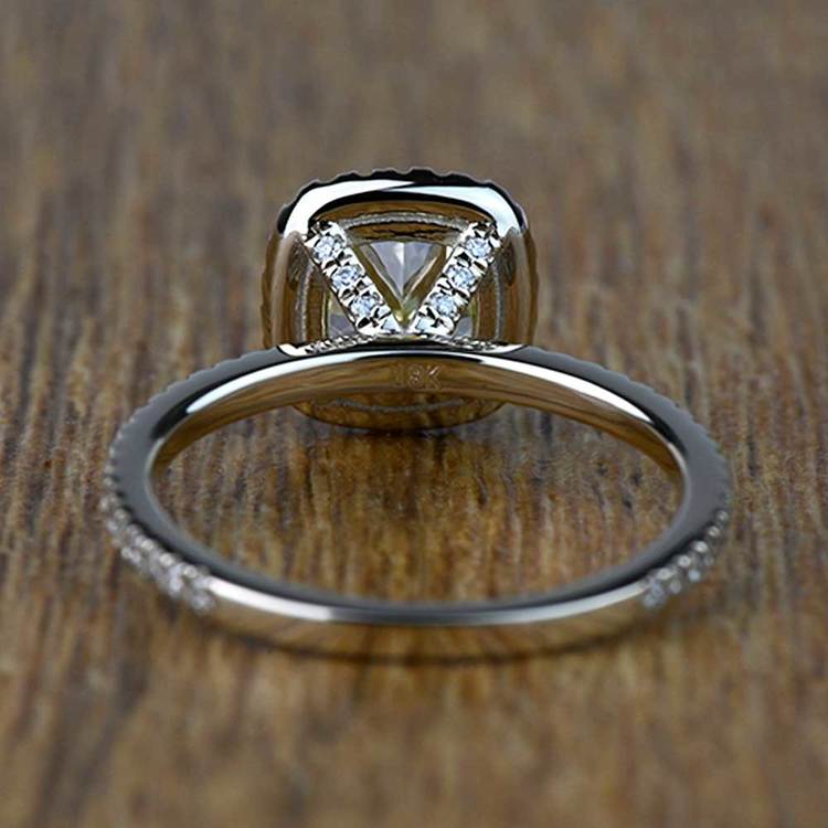 2 Carat Fancy Yellow Cushion Halo Diamond Engagement Ring angle 4