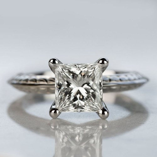 2 Carat Princess Diamond with Antique Floral Solitaire Ring