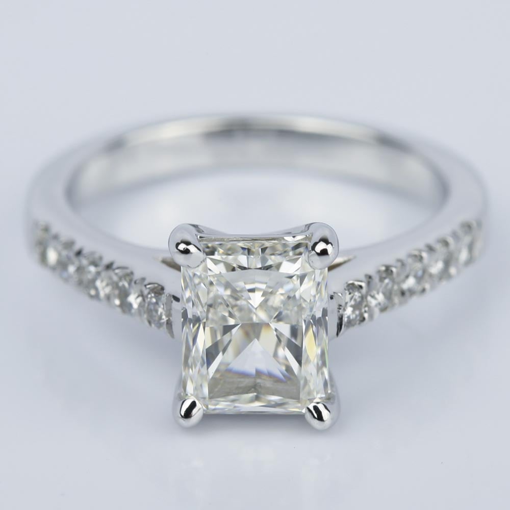 2 Carat Radiant Cut Diamond Ring In 14K White Gold