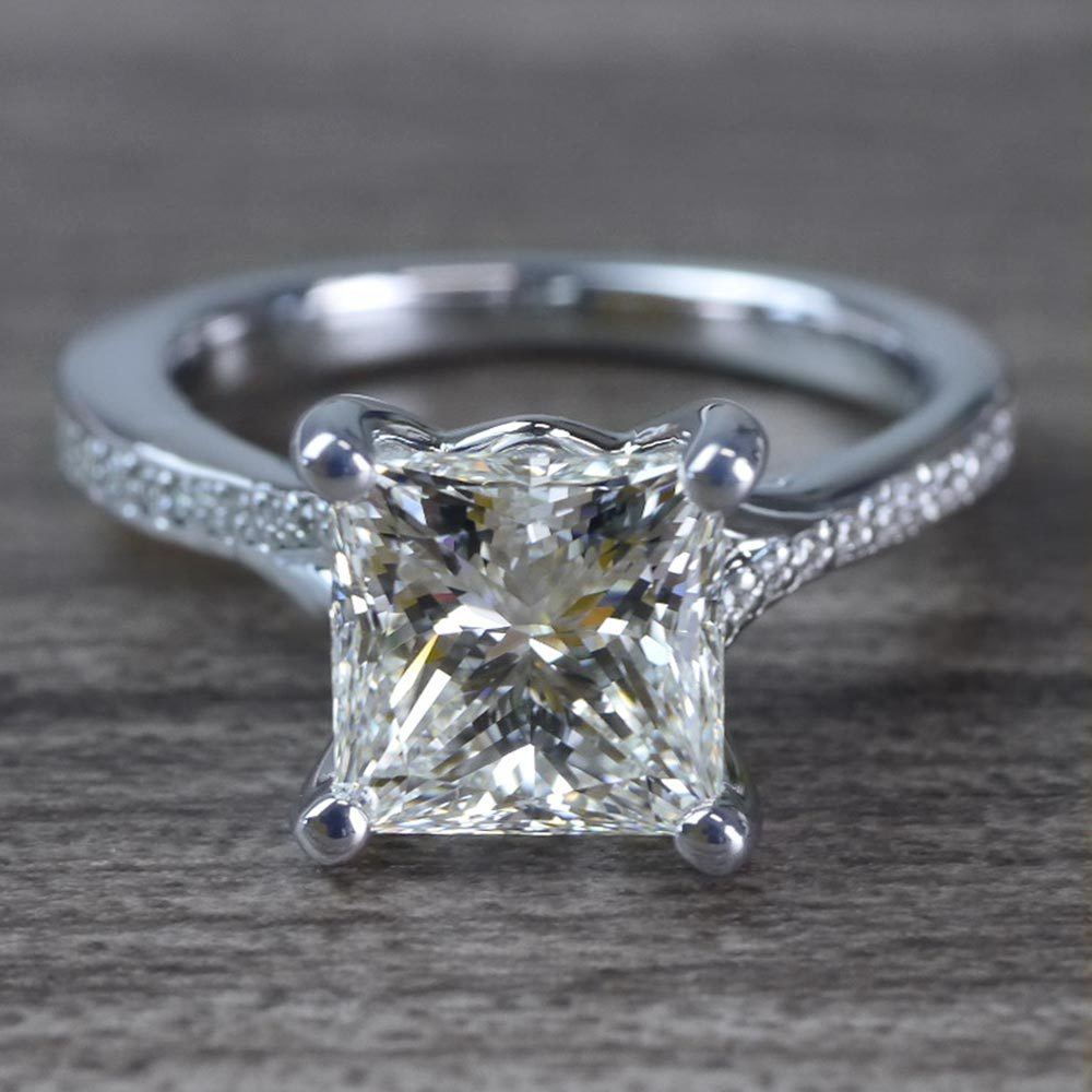2.50 Carat Princess Cut Diamond Split Shank Engagement Ring