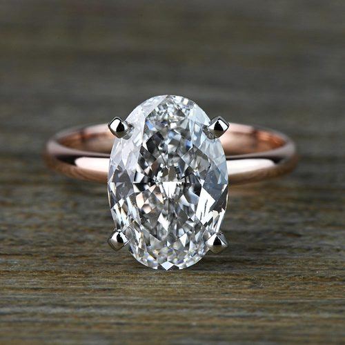 3 Carat Oval Diamond Solitaire Engagement Ring in Rose Gold